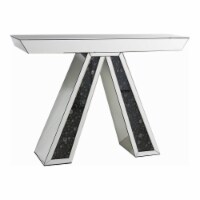 Benjara 13.98  Crystal Console Table with V Shaped Base in Black and Clear