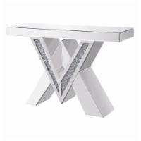 Benjara 13.98  Modern Glass Console Table with V-Shaped Base in Clear
