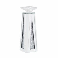 Wood and Glass Candle Holder with Faux Crystal Inserts, Clear, Set of Two, Small