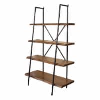 Wooden Bookshelf With a Sturdy Metal Frame and Four Shelves, Black and Brown