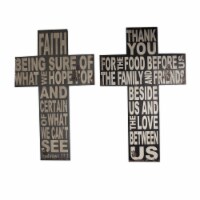 Wood Faith Cross Wall Decor with Typography, Black and White, Set of 2- Saltoro Sherpi
