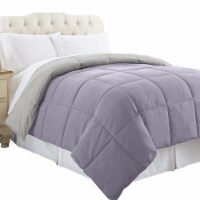 Genoa Queen Size Box Quilted Reversible Comforter The Urban Port, Purple and Gray