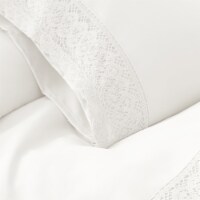 Udine 3 Piece Twin Size Sheet Set with Crochet Lace The Urban Port, White