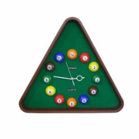 Pool Theme Triangular Shape Plastic Clock, Multicolor- Saltoro Sherpi