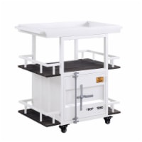 Benzara BM204485 Industrial Style Metal Serving Cart with Casters, White