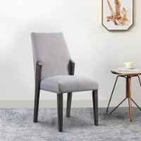 Benjara 20 Contemporary Fabric Dining Chairs in Gray/Black (Set of 2)