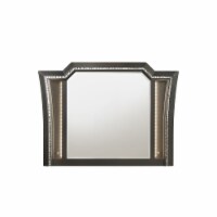 Contemporary Style Wooden Decorative Mirror with LED Lights, Gray