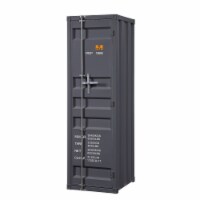 Benzara BM204618 Industrial Style Metal Wardrobe with Recessed Door Front, Gray