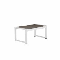 Outdoor Metal Coffee Table with Panel Design, Brown and White