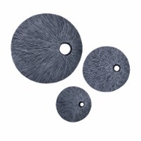 Ribbed Round Sandstone Wall Decor with Cut Out Near the Edge, Medium, Gray- Saltoro Sherpi