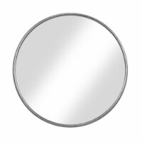 Benjara 30  Round Contemporary Metal Small Wall Mirror in Silver