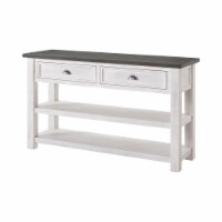 Benjara 50  Rectangular Coastal Solid Wood Console Table with 2 Drawers in White