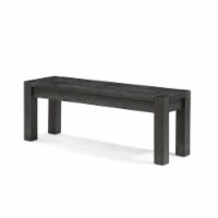 Rustic Style Wooden Bench with Block Legs, Dark Gray- Saltoro Sherpi
