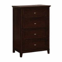 Wooden Chest with 4 Drawers and Chamfered Legs, Cherry Brown