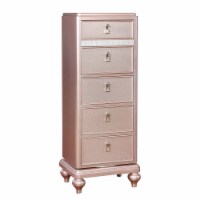 Wooden Frame 5 Drawer Swivel Chest with Mirror Trim, Rose Gold