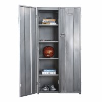 Industrial Metal Frame Large Accent Locker with Hanging Pull Handles, Silver
