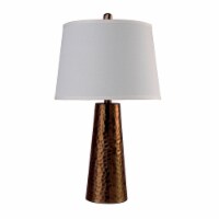 Contemporary Table Lamp with Flared Base and Hammered Pattern, Antique Gold- Saltoro Sherpi
