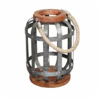 Benzara Hanging Galvanized Lantern - Gray