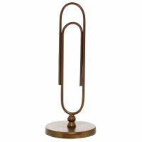Metal Paperclip Design Letter Holder with Round Base, Brass- Saltoro Sherpi