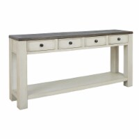Wooden Frame Sofa Table with 4 Drawers and 1 Open Shelf, White and Brown