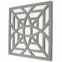23 x 23 Mirrored Wall Decor with Geometric Wood Cut Out, Gray- Saltoro Sherpi
