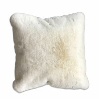 20 X 20 Inch Fabric Upholstered Accent Pillow with Fur Like Texture, White- Saltoro Sherpi
