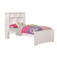 Transitional Twin Size Wooden Storage Bed with Bookcase Headboard, White- Saltoro Sherpi