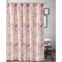 Fabric Shower Curtain with Medallion Pattern and Button Holes, Multicolor- Saltoro Sherpi