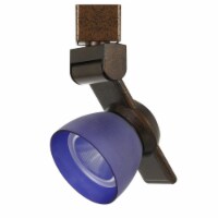 12W Integrated Metal and Polycarbonate LED Track Fixture, Bronze and Blue- Saltoro Sherpi