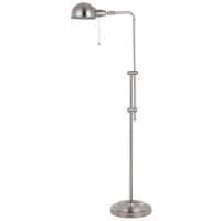 Adjustable Height Metal Pharmacy Lamp with Pull Chain Switch, Silver- Saltoro Sherpi