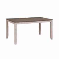 Rectangular Dining Table with Chamfered Legs, Antique White and Brown