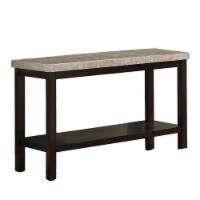 Wood and Marble Console Table with Open Shelf, Brown and Gray