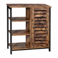 Benjara BM222534 Wooden Storage Cabinet with Shutter Door & 3 Compartments, Rustic Brown