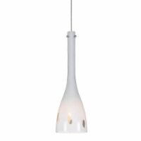 Bottle Shape Glass Hanging Lamp with Stripes and Cut Out Details, White- Saltoro Sherpi