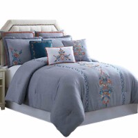 Odense 8 Piece King Comforter Set with Floral Embroidery The Urban Port, Multicolor