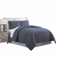 Gothenburg 3 Piece Diamond Pattern Queen Size Comforter Set The Urban Port,Navy Blue