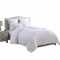 Hamburg 7 Piece Queen Size Comforter Set with Textured Details The Urban Port, White