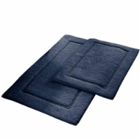 The Urban Port BM222845 Nantes Fabric Bath Mat with Non Slippery Back, Dark Blue - 2 Piece