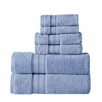 Bergamo 6 Piece Spun loft Towel Set with Twill Weaving The Urban Port, Blue- Saltoro Sherpi