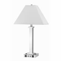 60 X 2 Watt Metal Night Stand Lamp with Tapered Shade in White and Silver