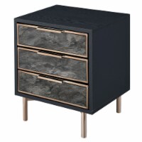 Benjara 16 3-drawer Solid Wood Nightstand with Metal Legs in Black/Gold