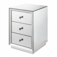 3 Drawer Beveled Mirrored Accent Table With Floating Plinth Base Silver