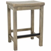 Wooden Counter Height Stool with Grain Details, Natural Gray