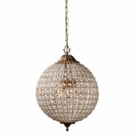 Metal Encased Crystal Chandelier with Engraved Details, Medium, Clear and Gold- Saltoro