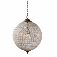 Metal Encased Crystal Chandelier with Engraved Details, Large, Clear and Gold- Saltoro Sherpi
