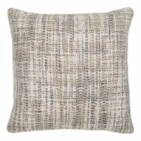 Square Fabric Throw Pillow with Hand Woven Pattern, White and Gray