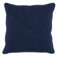 Textured Fabric Throw Pillow with Piped Edges, Navy Blue and Beige