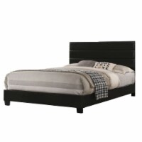 Leatherette Upholstered Queen Bed With Panel Headboard, Black
