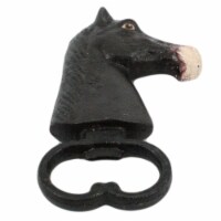 Metal Frame Horse Head Bottle Opener, Black and Cream- Saltoro Sherpi
