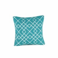 Geometric Pattern Fabric Accent Pillow, Blue and White